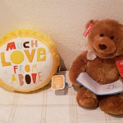 Lot 32: New Gund Religious Bear & New Hallmark Pillow