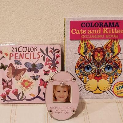 Lot 34:  New Hallmark Coloring Book, Color Pencils & Frame