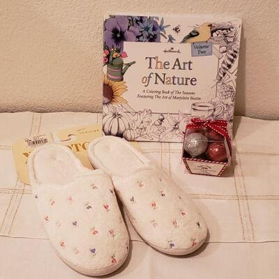 Lot 36: New Slippers, Bath Fizzers & The Art of Nature Coloring Book