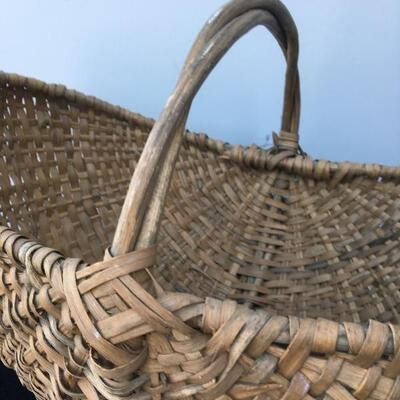 Large Antique Hand Woven Buttocks Basket