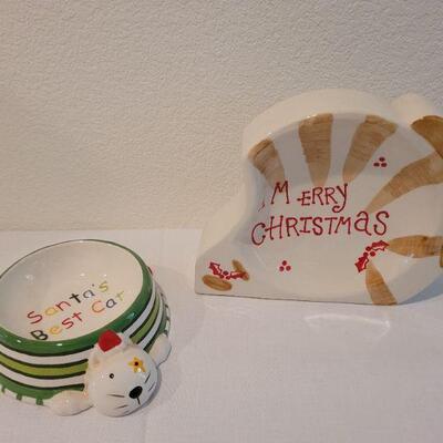 Lot 58: (2) New CHRISTMAS THEME Cat Water/Food Bowls