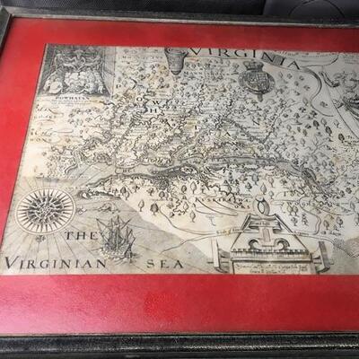 Vintage Early Map of Virginia 11 x 14