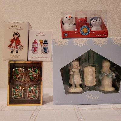 Lot 76: Assorted Christmas Ornaments and LENOX Napkin Rings
