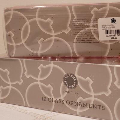 Lot 94: (24) NEW Martha Stewart Glass Christmas Ornaments