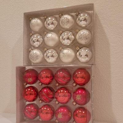 Lot 94: (24) NEW Martha Stewart Glass Christmas Ornaments