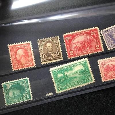 Collection of 7 Rare US Unused Stamps with Jefferson 2c and Lincoln 4c 