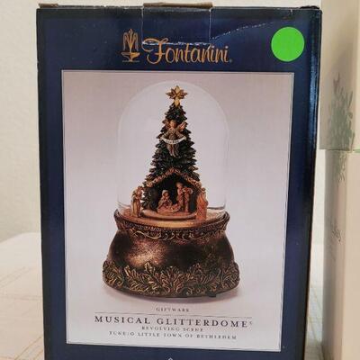 Lot 172: Assorted Dept. 56 SnowBabies Christmas Figures + Musical Glitterdome