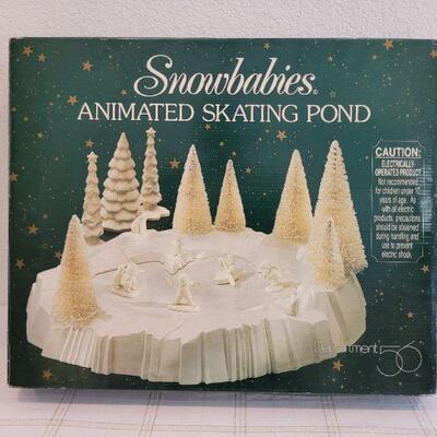 Lot 174: Dept. 56 SnowBabies Animated Skate Rink Christmas Deco 