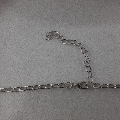 Blue and Silvertone Beads Necklace