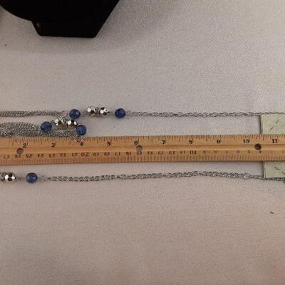 Blue and Silvertone Beads Necklace