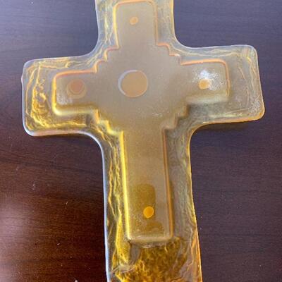 Glass Cross with Copper inlaid