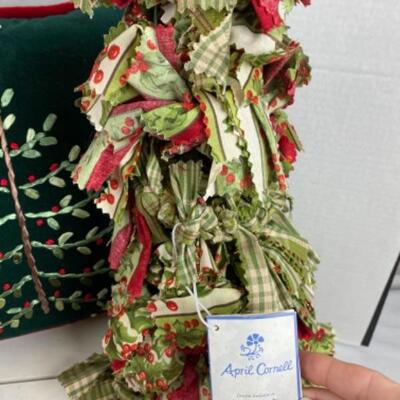 K - 114  Handmade Linen Lot & April Cornell Smocked Christmas Tree