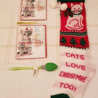 Lot 211: Cat Lovers Stocking, Christmas Cards and Pen