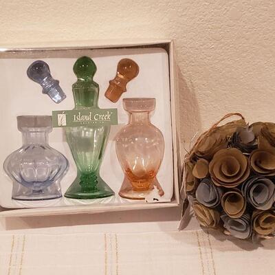 Lot 213: NEW Perfume Bottles and Hanging Floral Ball