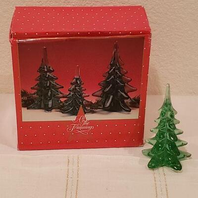 Lot 218: NEW/Old Stock Green Glass Trees