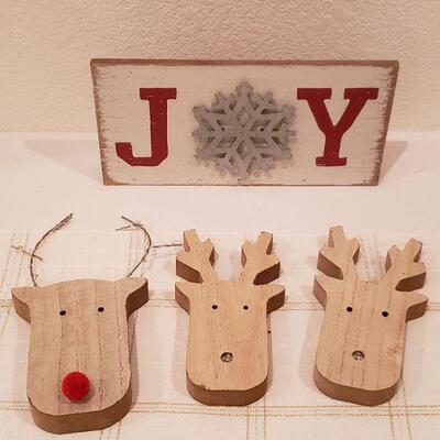 Lot 231: NEW Wood Christmas Deco (Reindeer need new batteries)