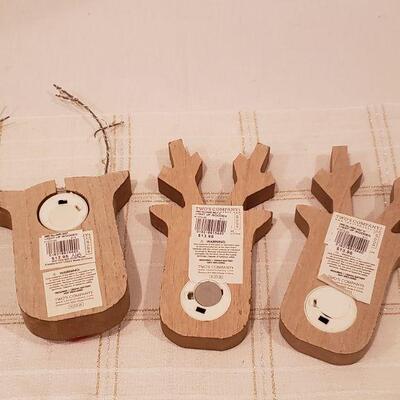 Lot 231: NEW Wood Christmas Deco (Reindeer need new batteries)
