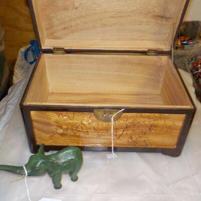 Treasure/ Jewlery Chest 12in x 10 x 6 Hand Carved Wood.