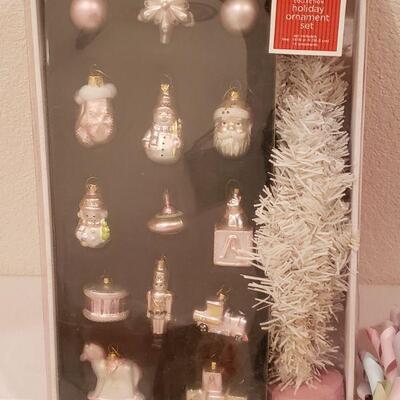 Lot 247: NEW Baby Girl Tabletop Christmas Tree/Decorations & Ribbon Rattle 