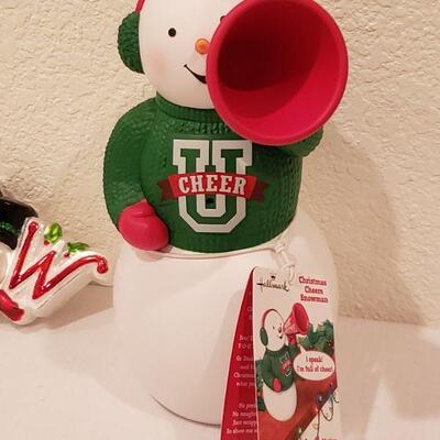 Lot 264: NEW Cheering Snowman, Ornament a,d Socks