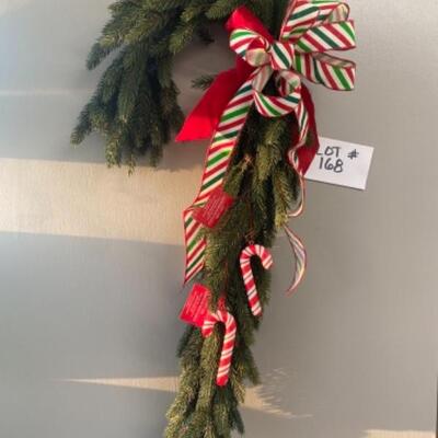 L 168 Faux Green Candy Cane Wall Hanging 