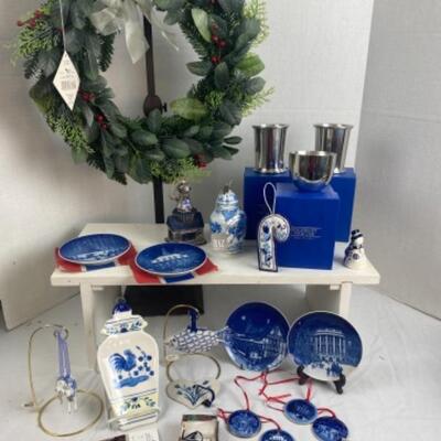 J - 169 Blue and White Holiday Pewter Lot 