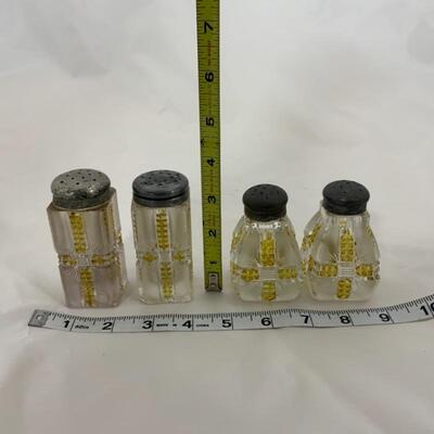 .134. Antique | Clear & Yellow Pressed Glass Shakers