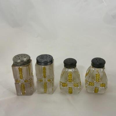 .134. Antique | Clear & Yellow Pressed Glass Shakers