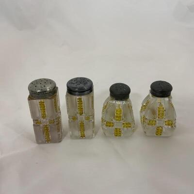 .134. Antique | Clear & Yellow Pressed Glass Shakers