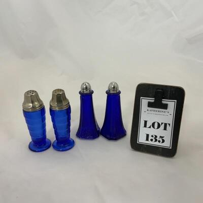 .135. Two Sets Cobalt Salt and Pepper Shakers