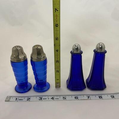.135. Two Sets Cobalt Salt and Pepper Shakers