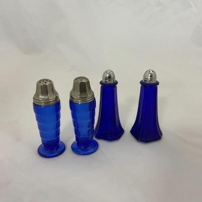 .135. Two Sets Cobalt Salt and Pepper Shakers