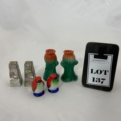 .137. Antique | Three Sets Figural Salt & Peppers