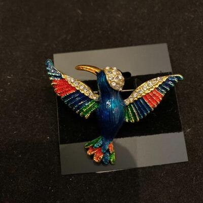 Multiple colored stones Hummingbird Brooch 