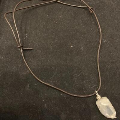 Leather Necklace with attached Crystal 