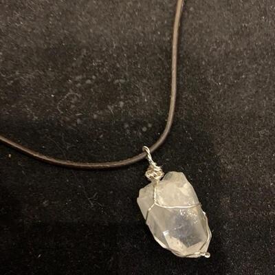 Leather Necklace with attached Crystal 