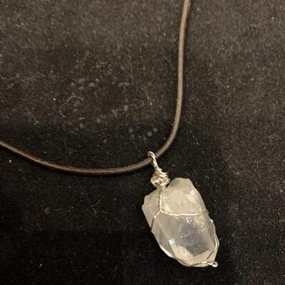 Leather Necklace with attached Crystal 