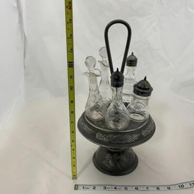 .141. Antique | Cruet Set | Etched Glass