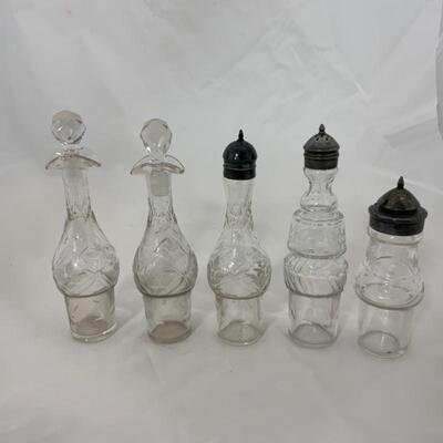 .141. Antique | Cruet Set | Etched Glass