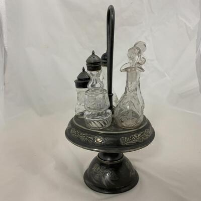 .141. Antique | Cruet Set | Etched Glass