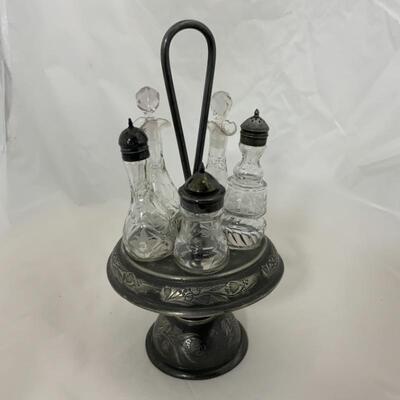 .141. Antique | Cruet Set | Etched Glass