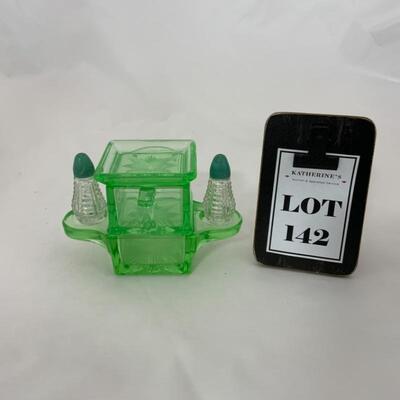 .142. Antique | Rare | Green Depression Stacked Set