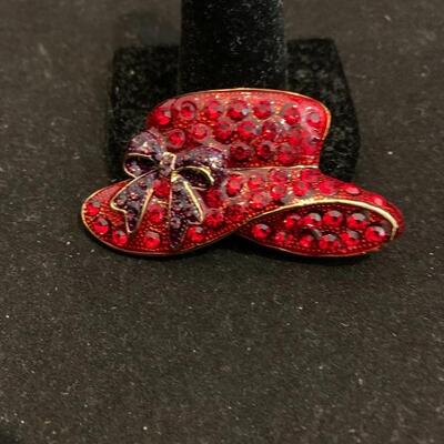Beautiful Red Hatters Brooch