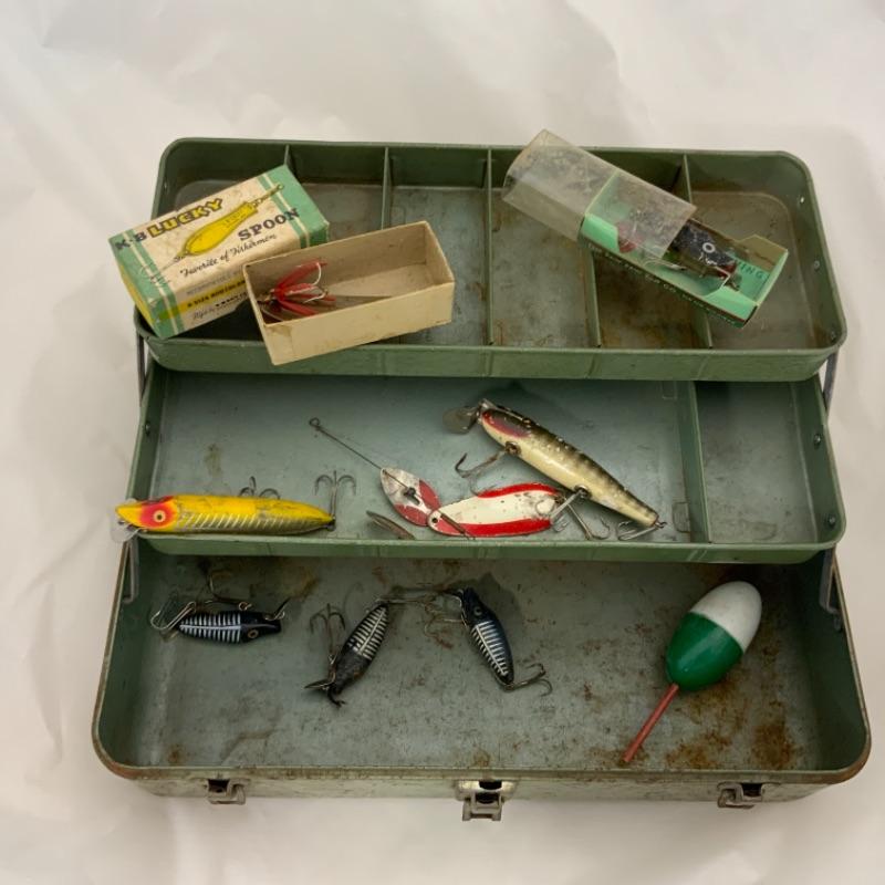 166. Vintage, Metal Tackle Box, Fishing Lures, My Buddy
