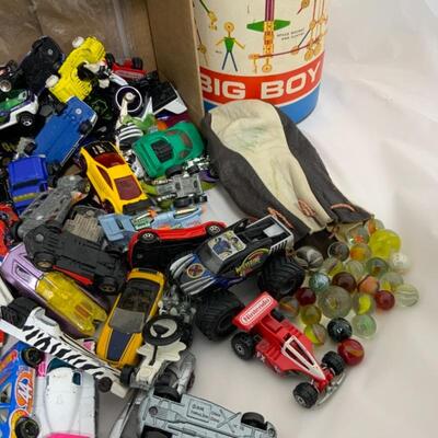 .205. 78 Matchbox and Hot Wheels Cars | TinkerToy Set | Marbles