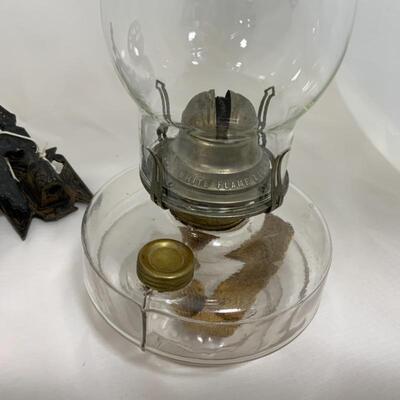 .217. Antique | Mercury Glass Reflector | Oil Lamp | Wall Sconce