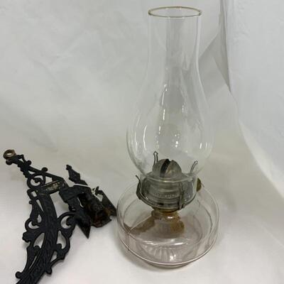 .217. Antique | Mercury Glass Reflector | Oil Lamp | Wall Sconce