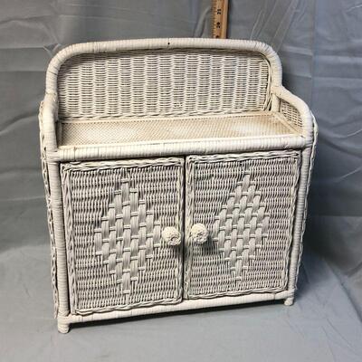 White Wicker Cabinet LOCAL PICKUP ONLY