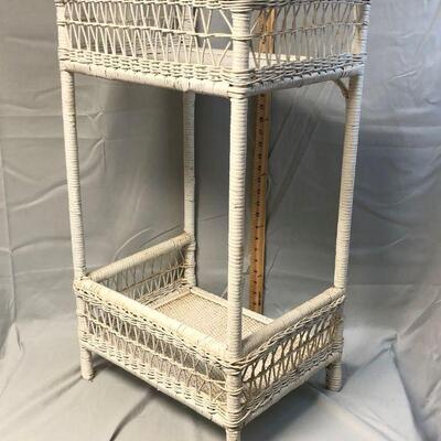 White Wicker Side Table LOCAL PICKUP ONLY