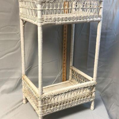 White Wicker Side Table LOCAL PICKUP ONLY